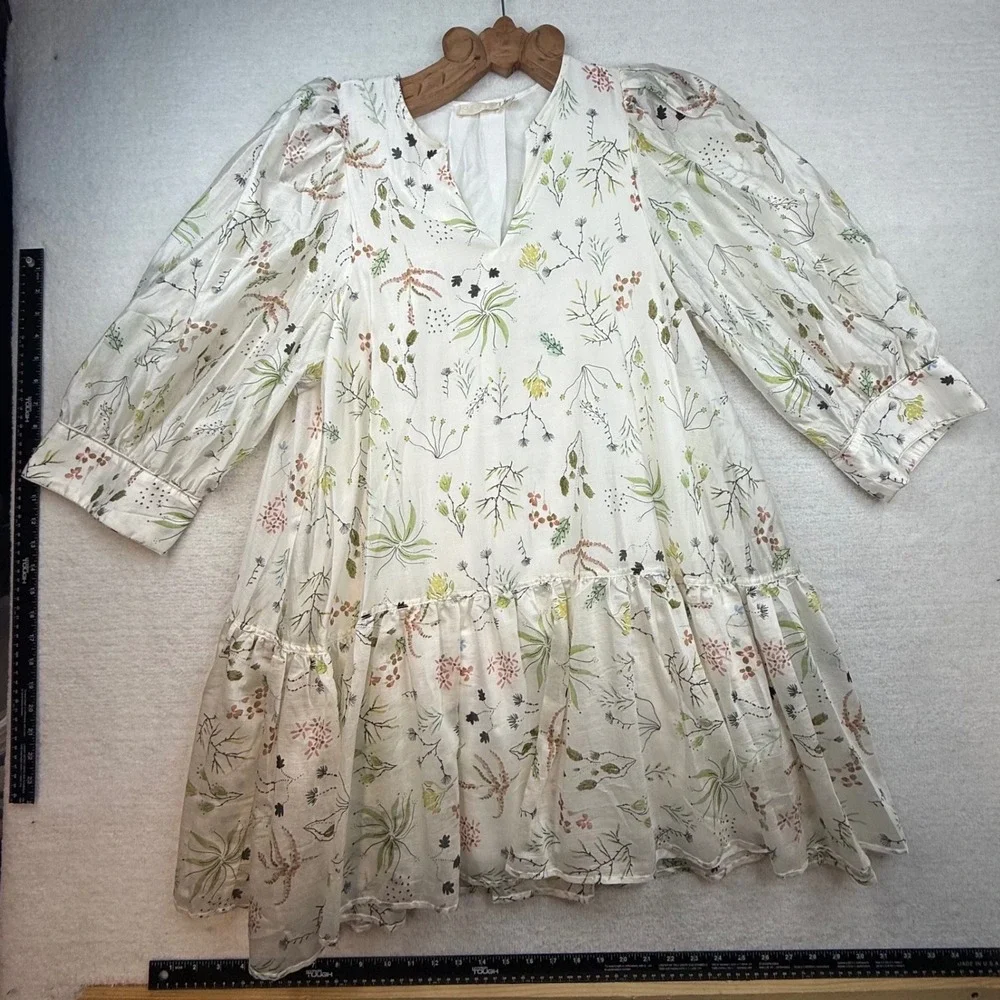 Soaked in Luxury Tunic Dress‎ L Floral Puff Sleeve ethereal cottagecore coastal
